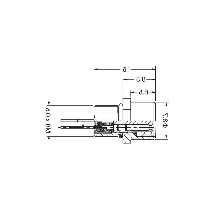 M8 4Pin、母头直型、法兰插座、板前安装、63SA42-XXX